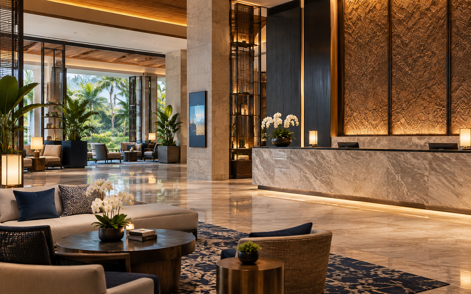 Lobby hotel modern sebagai contoh ruang hospitality